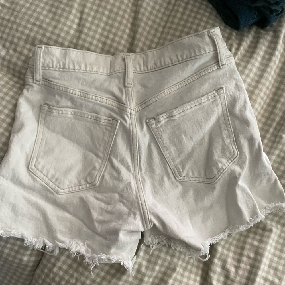 Abercrombie & Fitch White Jean Shorts Distressed High-Waisted
